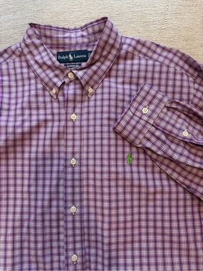 Ralph Lauren Men’s Purple Plaid Button-Down Shirt, Size XXL